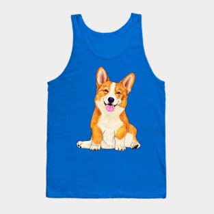 Cute sitting corgi dog Tank Top